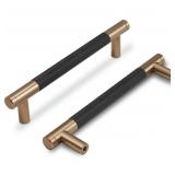 10 Pack 5 Inch Black and Champagne Cabinet Handles