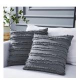 2 Longhui bedding Grey Throw Pillow Covers