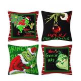 Set of 4 grinch pillow covers 18x18"