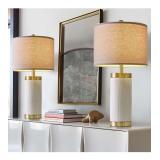 Modern Ceramic Bedside Lamp Set of 2 for Bedroom