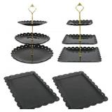 4 Pieces Cake Stand Set w/ 3-Tier Cupcake Stands