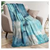 Turquoise Abstract Cozy Fleece Blanket 60x50in