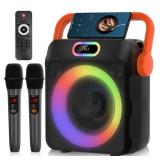 Karaoke Machine with Two Wireless Microphones,