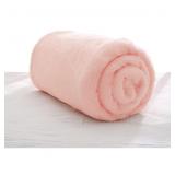 Fluffy pink plush throw blanket approx 50x60"