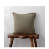 Pair of green fringe throw pillow covers