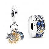 925 Sterling Silver Celestial Sun Moon Star Charms