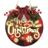 CEWOR 12in Lighted Merry Christmas Door Sign