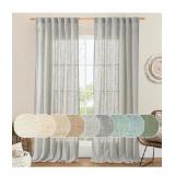 Pair of grey linen style curtains 8ft length