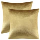 GIGIZAZA Gold Velvet Throw Pillow Covers,18x18