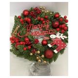 Mini faux Christmas wreath with lights 11"