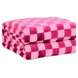 FIBER HOUSE Checkered Flannel Fleece Throw