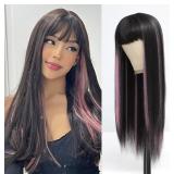 Amarlis Black with Pink Wig 24 Inches