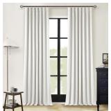 TWODRAPES Linen Blackout Curtains 108 Inch Long