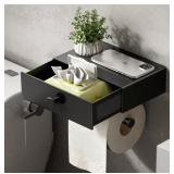 Toilet Paper Holder with Shelf Black Wipes