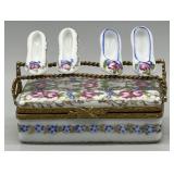 Limoges Peint Main Shoe Case Rack w/2 Pr of Shoes