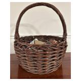 Large Dark Woven Basket and Contents