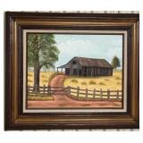 Oil on Canvas Barn Artist Signed