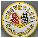 Vintage Chevrolet Corvette Porcelain Sign