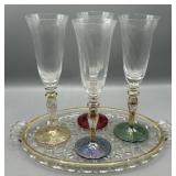 Vintage Champagne Flutes and Serving Tray