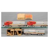 Postwar Lionel 2353 Santa Fe F3 ABA diesel locomotive set with two original boxes