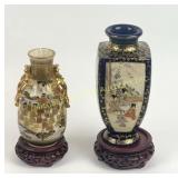 TWO JAPANESE MEIJI SATSUMA VASES - HODODA  & OTHER