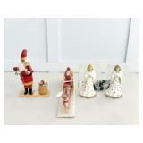 VINTAGE ANGEL TOPPERS, SANTA & SLEIGH + WOOD SANTA