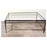 LESCOT METAL AND GLASS COFFEE TABLE