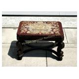 JACOBEAN STYLE NEEDLEPOINT FOOTSTOOL