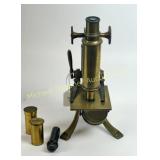 LATE 19TH C. BRASS MONOCULAR MICROSCOPE