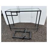 Glass top black metal framed desk and metal frame