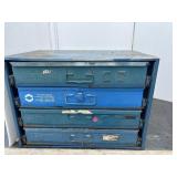 Blue metal drawer organizer unit