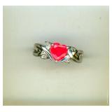 Sterling Ring S7 Ruby Heart