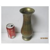 Vtg Etched Brass Vase India