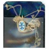 10k Gold Blue Topaz Necklace 18ï¿½