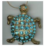 Blue Stone Turtle Pendant Necklace 20ï¿½