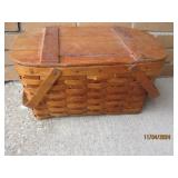 Vintage Picnic Basket Hand Made Of Oak