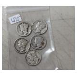 (5) Mercury Dimes Various Dates