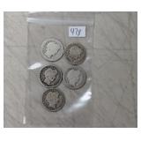 (5) Barber Dimes Various Dates