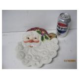 Vtg Ceramic Santa Tray Christmas