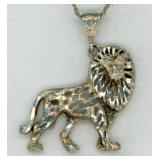 Silver Lion Pendant Necklace 18ï¿½