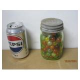 Canning Jar Of Vintage Glass Marbles