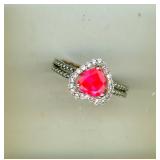 Sterling Ring S7 Ruby Heart