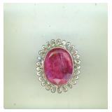 Sterling Pink Gem Ring S6