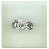 Sterling Heart Entwined Band Ring S8