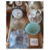 Decorative glassware and clock