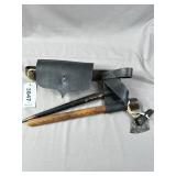 Paper Cartridge Box in Leather Attached Tomahawk
