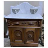 Marble Top Wash Stand w/ Carvings