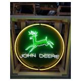 New/Unused John Deere 36" Round Neon Sign