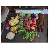 Assorted stuffed beanie babies and other,