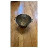 Vintage 9 inch copper strainer with brass